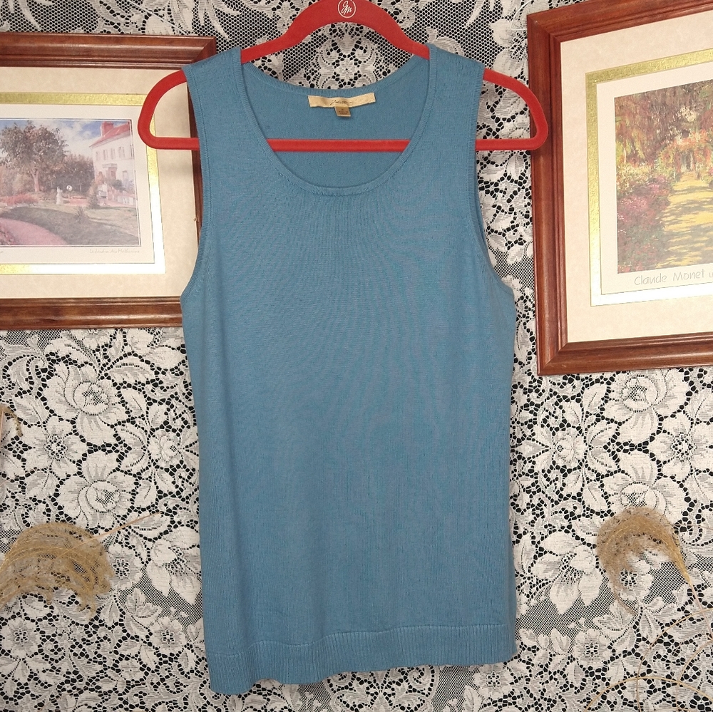 Motto light blue tank top sleeveless cotton rayon nylon blend